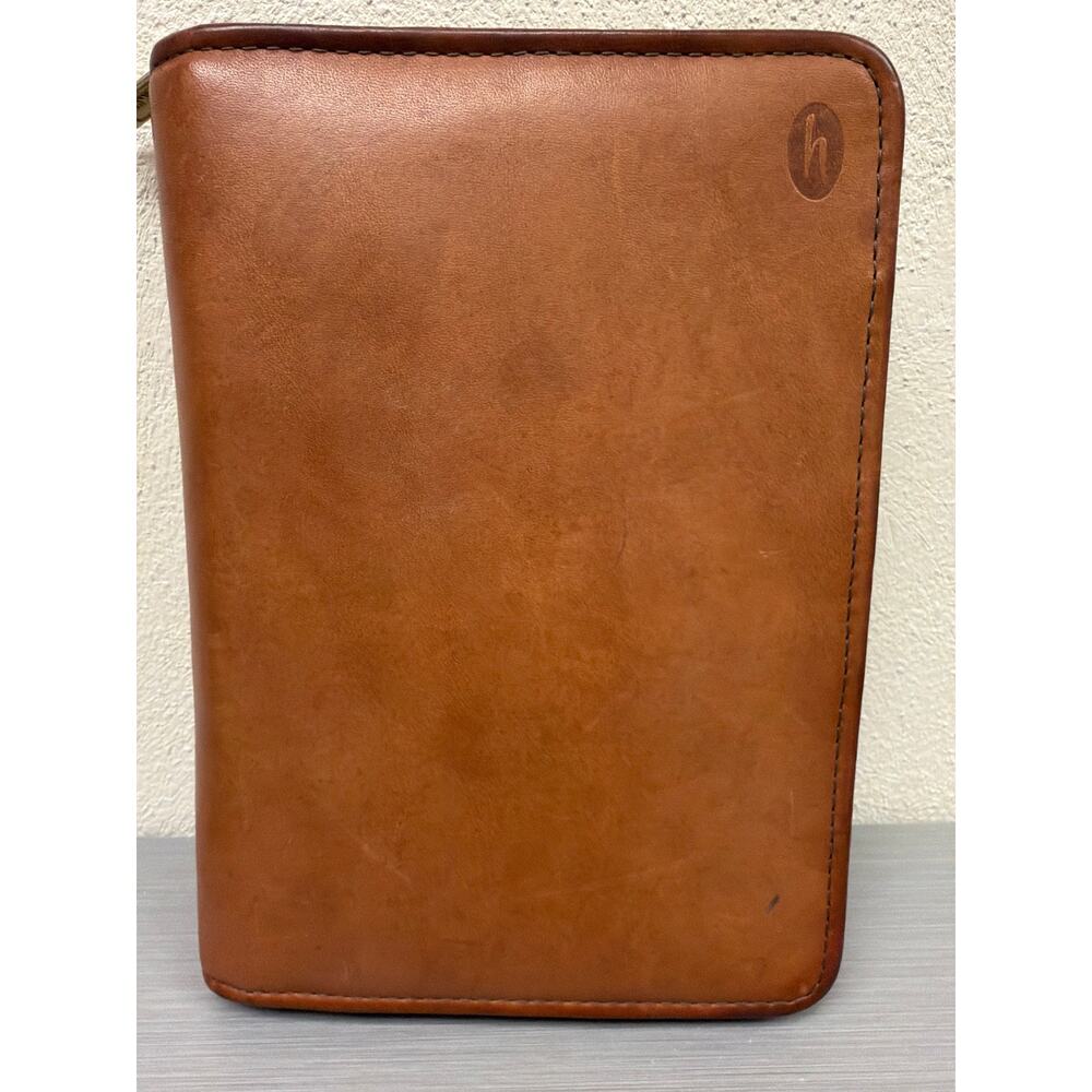 Vintage Hartmann Belting Leather Brown Zip Around Organizer Planner 6 Ring